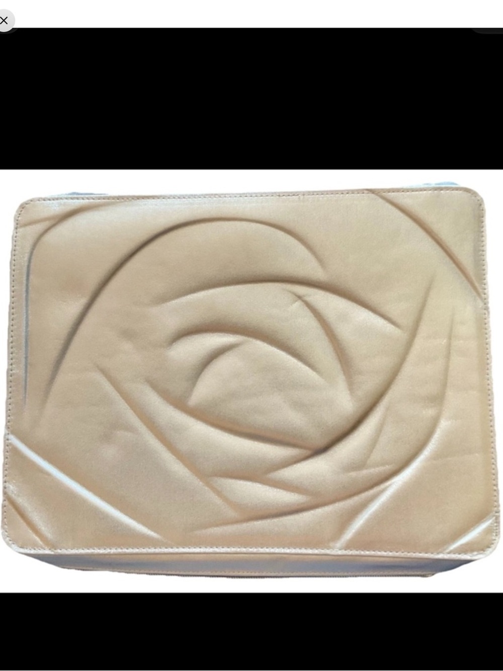Lancome Gold Satin Lined Cosmetic Zipper Make-up / Toiletry Bag / Train Case NEW